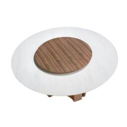 Rackhams Round porcelain marble and walnut dining table 1137 - thumbnail 5