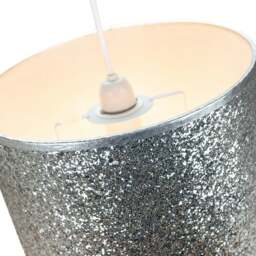 Rackhams Modern and Designer Bright Silver Glitter Fabric Pendant/Lamp Shade 25cm Wide - thumbnail 3