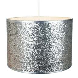 Rackhams Modern and Designer Bright Silver Glitter Fabric Pendant/Lamp Shade 25cm Wide