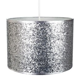 Rackhams Modern and Designer Bright Silver Glitter Fabric Pendant/Lamp Shade 25cm Wide - thumbnail 4