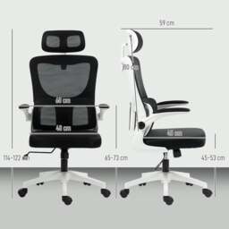 Rackhams Mesh Office Chair with Adjustable Headrest, Lumbar Support, Black - Yes - Office Chair - 60W x 59D x 122H cm - thumbnail 3