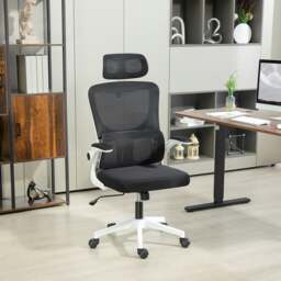 Rackhams Mesh Office Chair with Adjustable Headrest, Lumbar Support, Black - Yes - Office Chair - 60W x 59D x 122H cm - thumbnail 4