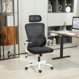 Rackhams Mesh Office Chair with Adjustable Headrest, Lumbar Support, Black - Yes - Office Chair - 60W x 59D x 122H cm - thumbnail 1