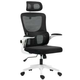 Rackhams Mesh Office Chair with Adjustable Headrest, Lumbar Support, Black - Yes - Office Chair - 60W x 59D x 122H cm - thumbnail 2