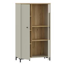 Rackhams Bixbite Display Cabinet with Fluted Detail, Doors & Open Shelving in Mauvella Oak and Sand - W 83.1 X  H 149.4 X  D 41.9cm - 1 - Manufactured Wood - thumbnail 5