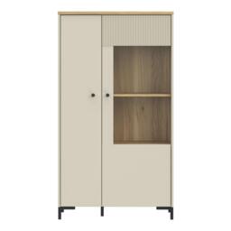 Rackhams Bixbite Display Cabinet with Fluted Detail, Doors & Open Shelving in Mauvella Oak and Sand - W 83.1 X  H 149.4 X  D 41.9cm - 1 - Manufactured Wood - thumbnail 3
