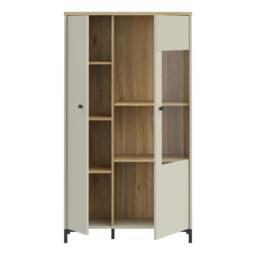 Rackhams Bixbite Display Cabinet with Fluted Detail, Doors & Open Shelving in Mauvella Oak and Sand - W 83.1 X  H 149.4 X  D 41.9cm - 1 - Manufactured Wood - thumbnail 6