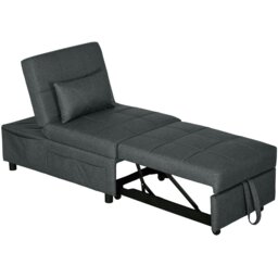 Rackhams Folding Sofa Bed Adjustable Single Sleeper w/ Pillow - Blue - Eucalyptus Wood - 1 Seater - thumbnail 3