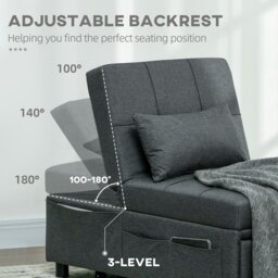 Rackhams Folding Sofa Bed Adjustable Single Sleeper w/ Pillow - Blue - Eucalyptus Wood - 1 Seater - thumbnail 6