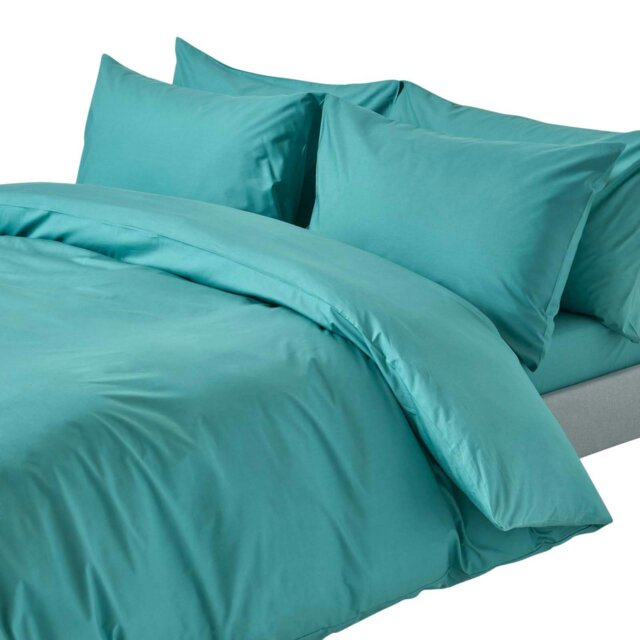 Rackhams Crisp & Cool 200 TC Egyptian Cotton Percale Duvet Cover Set - Single - Teal - image 1