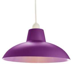 Rackhams Industrial Retro Designed Matt Purple Curved Metal Ceiling Pendant Light Shade - thumbnail 4