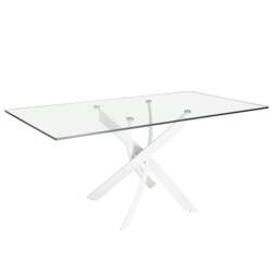 Rackhams Rectangular tempered glass and white steel dining table 1138 - 180 x 95 x 75