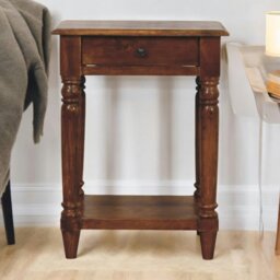 Rackhams Solid Wood Turned Legs Chestnut 1 Drawer Side Table