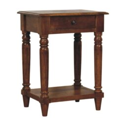 Rackhams Solid Wood Turned Legs Chestnut 1 Drawer Side Table - thumbnail 3