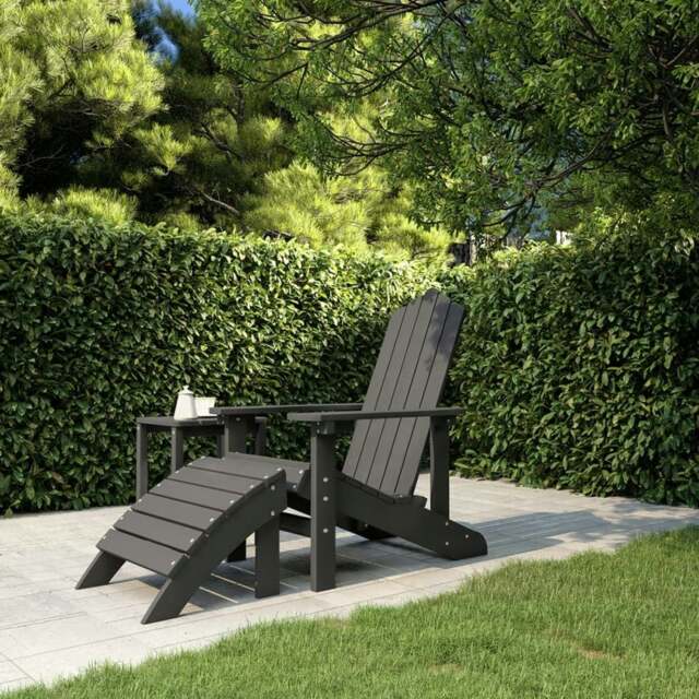 Rackhams Garden Adirondack Chair with Footstool HDPE Anthracite