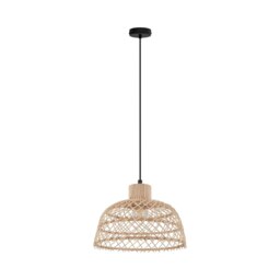 Rackhams Hanging Ceiling Pendant Light Wicker Wood 1 x 40W E27 Hallway Feature Lamp