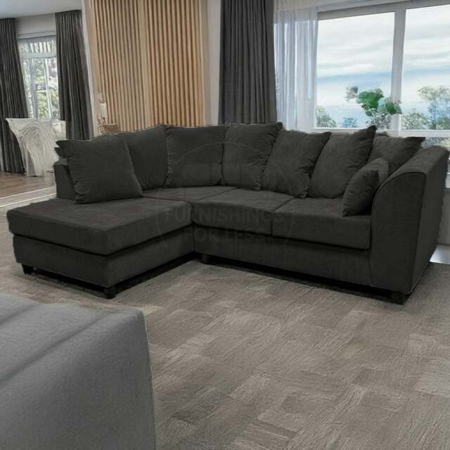 Rackhams Casper Chenille Fabric Corner Sofa - Black - Left Hand Facing - image 1