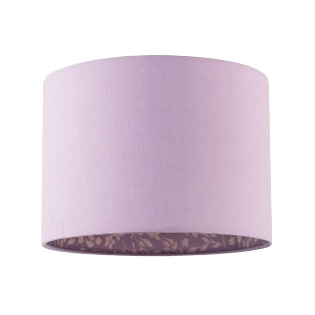 Rackhams Lilac Cotton Drum Lamp Shade with Inner White Floral Pattern Lining - image 1