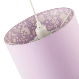 Rackhams Lilac Cotton Drum Lamp Shade with Inner White Floral Pattern Lining - thumbnail 3