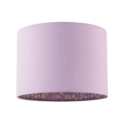 Rackhams Lilac Cotton Drum Lamp Shade with Inner White Floral Pattern Lining