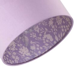Rackhams Lilac Cotton Drum Lamp Shade with Inner White Floral Pattern Lining - thumbnail 5