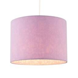 Rackhams Lilac Cotton Drum Lamp Shade with Inner White Floral Pattern Lining - thumbnail 2