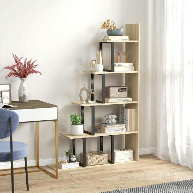 Rackhams 5-Tier Ladder Shelf Display Plant Stand Home Office Ladder - 102L x 30W x 160H cm - Oak - image 1