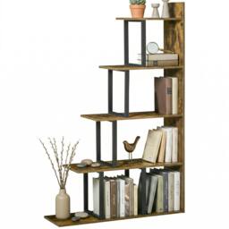 Rackhams 5-Tier Ladder Shelf Display Plant Stand Home Office Ladder - 102L x 30W x 160H cm - Oak - thumbnail 3