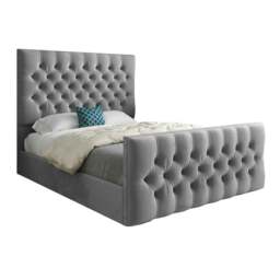 Rackhams Novara Upholstered Soft Velvet Bed Frame - Grey - Grey - Small single - thumbnail 5
