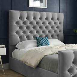 Rackhams Novara Upholstered Soft Velvet Bed Frame - Grey - Grey - Small single - thumbnail 2
