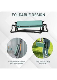 Rackhams 2 In1 Folding Garden Kneeler Foam Chair Pad Support Bench - 58L x 28W x 49Hcm - Dark Green - Steel,EVA - thumbnail 6