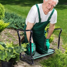 Rackhams 2 In1 Folding Garden Kneeler Foam Chair Pad Support Bench - 58L x 28W x 49Hcm - Dark Green - Steel,EVA