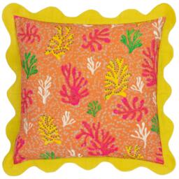 Rackhams Scalloped Coral Cushion Cover - Citronelle - 50cm x 50cm - Citronelle - 100% Polyester
