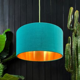 "Rackhams Jade Velvet Lampshade With Copper Foil Lining - 25cm Diameter x 25cm Height / (10"" x 10"")"
