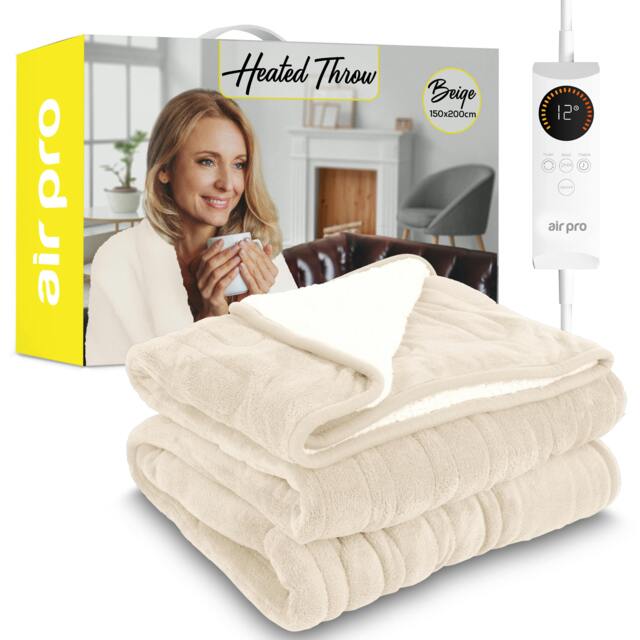 Rackhams Heated Electric Blanket with Digital Controller & 6 Heat Settings - Double 150x200cm - Double - Beige - image 1