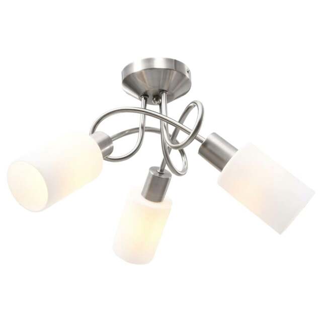 Rackhams Ceiling Lamp with Ceramic Shades for 3 E14 Bulbs White Cone