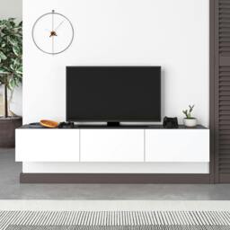 "Rackhams Francy Modern Wall Mounted TV Unit 55"" Multimedia Centre 180cm - Anthracite Grey White" - thumbnail 1