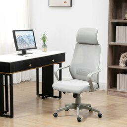 Rackhams Mesh Back Office Chair w/ Adjustable Height Padded Headrest Grey - Black - thumbnail 2