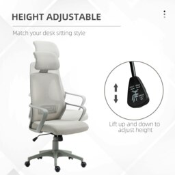 Rackhams Mesh Back Office Chair w/ Adjustable Height Padded Headrest Grey - Black - thumbnail 4