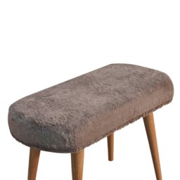 Rackhams Mocha Faux Fur Fabric Bench - thumbnail 6