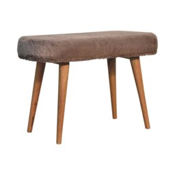 Rackhams Mocha Faux Fur Fabric Bench - thumbnail 2