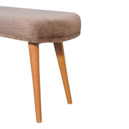 Rackhams Mocha Faux Fur Fabric Bench - thumbnail 4