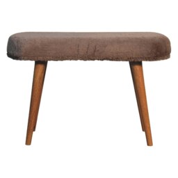 Rackhams Mocha Faux Fur Fabric Bench - thumbnail 1