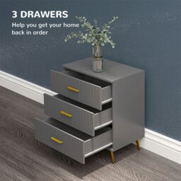 Rackhams Bedroom Chest of Drawers, 3-Drawer Dresser with Aluminium Legs - Dark Grey - 4 - thumbnail 5