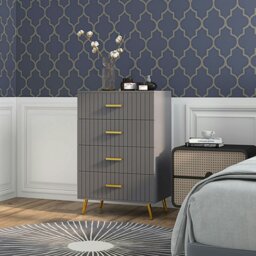 Rackhams Bedroom Chest of Drawers, 3-Drawer Dresser with Aluminium Legs - Dark Grey - 4