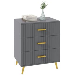 Rackhams Bedroom Chest of Drawers, 3-Drawer Dresser with Aluminium Legs - Dark Grey - 4 - thumbnail 3