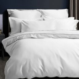 Rackhams Pima Cotton 450 Thread Count Duvet Cover - White - Double - White - 100% Cotton - thumbnail 3