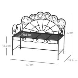 Rackhams Garden Bench, Metal Outdoor Patio Garden Loveseat, Black - thumbnail 3