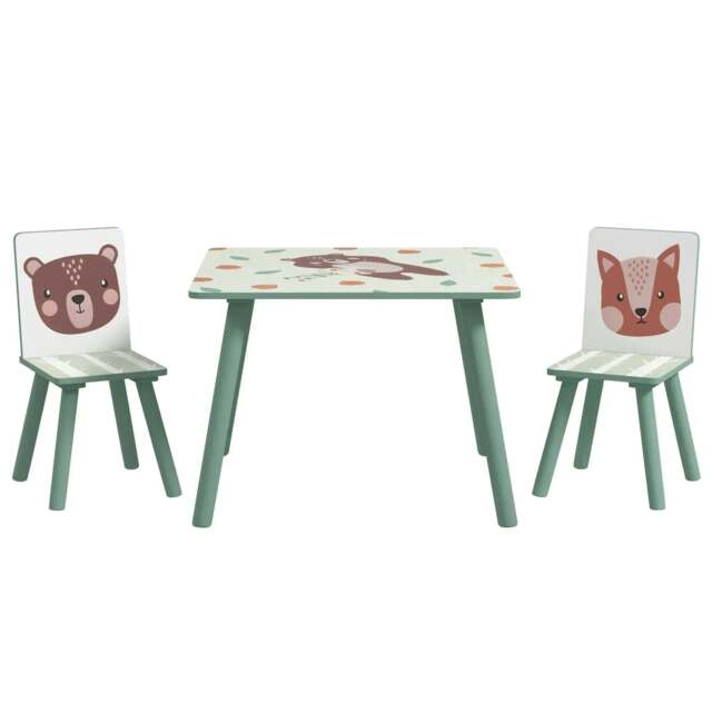 Rackhams ZONEKIZ Kids and Table Chairs, Children Desk with Two Chairs, Toddler Furniture Set, for Ages 3-6 Years - Green - image 1