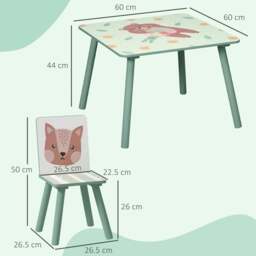 Rackhams ZONEKIZ Kids and Table Chairs, Children Desk with Two Chairs, Toddler Furniture Set, for Ages 3-6 Years - Green - thumbnail 3